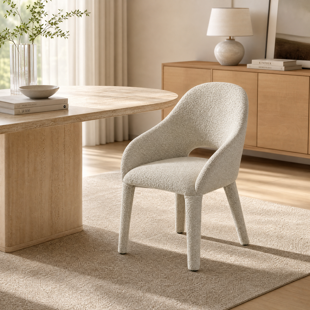 `Lumi 04 Off-White Boucle Chair | All-Upholstered Legs`