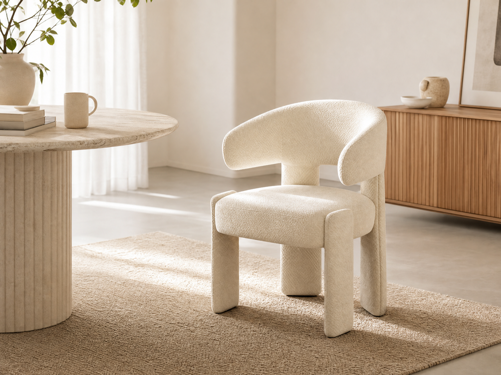 `KOSA 08 Chunky Arm Chair-Off-White Boucle`