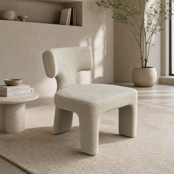 `Lumi 05 Light Grey Boucle Lounge Chair | Low-Profile`