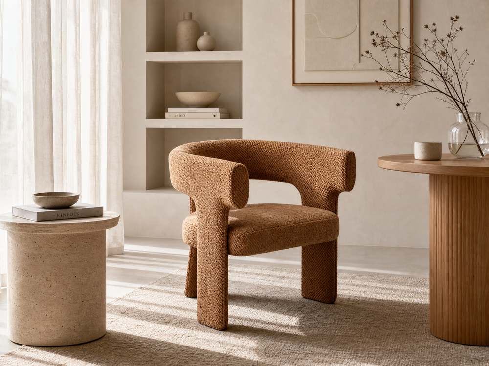 `KOSA 09 Low-Profile Lounge Chair-Rust Woven Fabric`