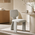 `Lumi 01 Grey Boucle Dining Chair | Geometric Upholstered Legs`