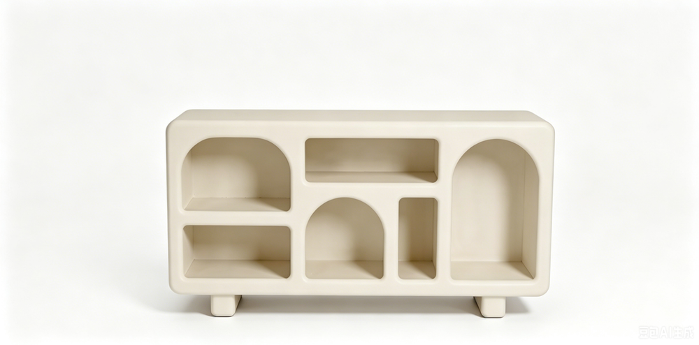 'ARKE 02 Multi-Arch Open Shelf Cabinet with Short Legs-Cream Beige'