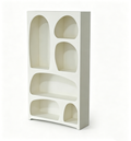 'ARKE 03 Tall Bookcase with Organic Cutout Compartments-Off-White'