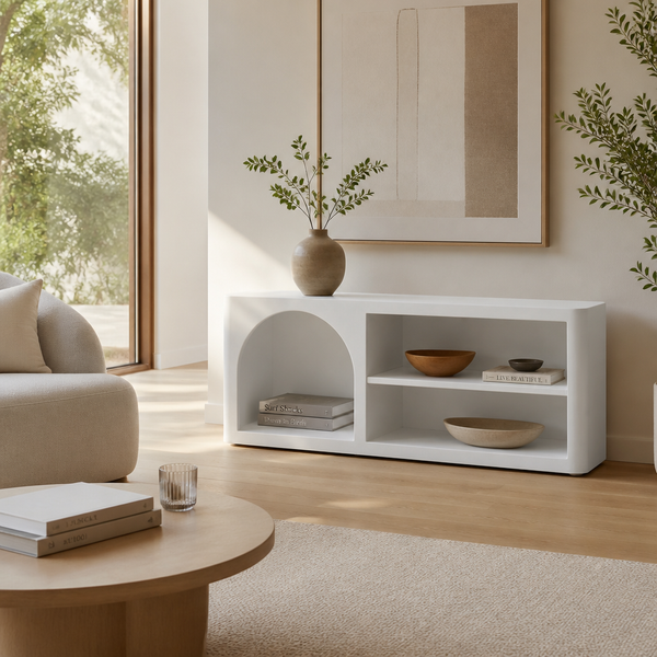 'ARKE 01 Sideboard with Asymmetrical Arch Cutout-Matte White'