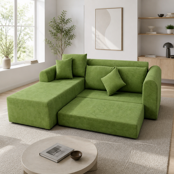 'LINO 07 Armless Modular Sectional Sofa-Leaf Green'