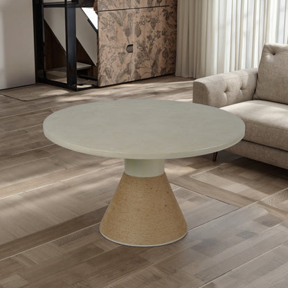 Lumi F Series New 2025 Model Round Extendable Feature Concrete MDF Top Coffee Table