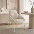 `Saga A1 Cream Boucle Dining Chair-Nordic French Style`
